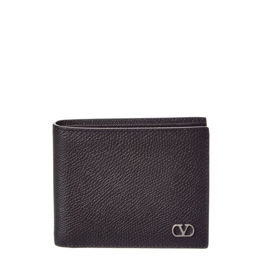 Valentino Vlogo Signature Leather Card Case, Black